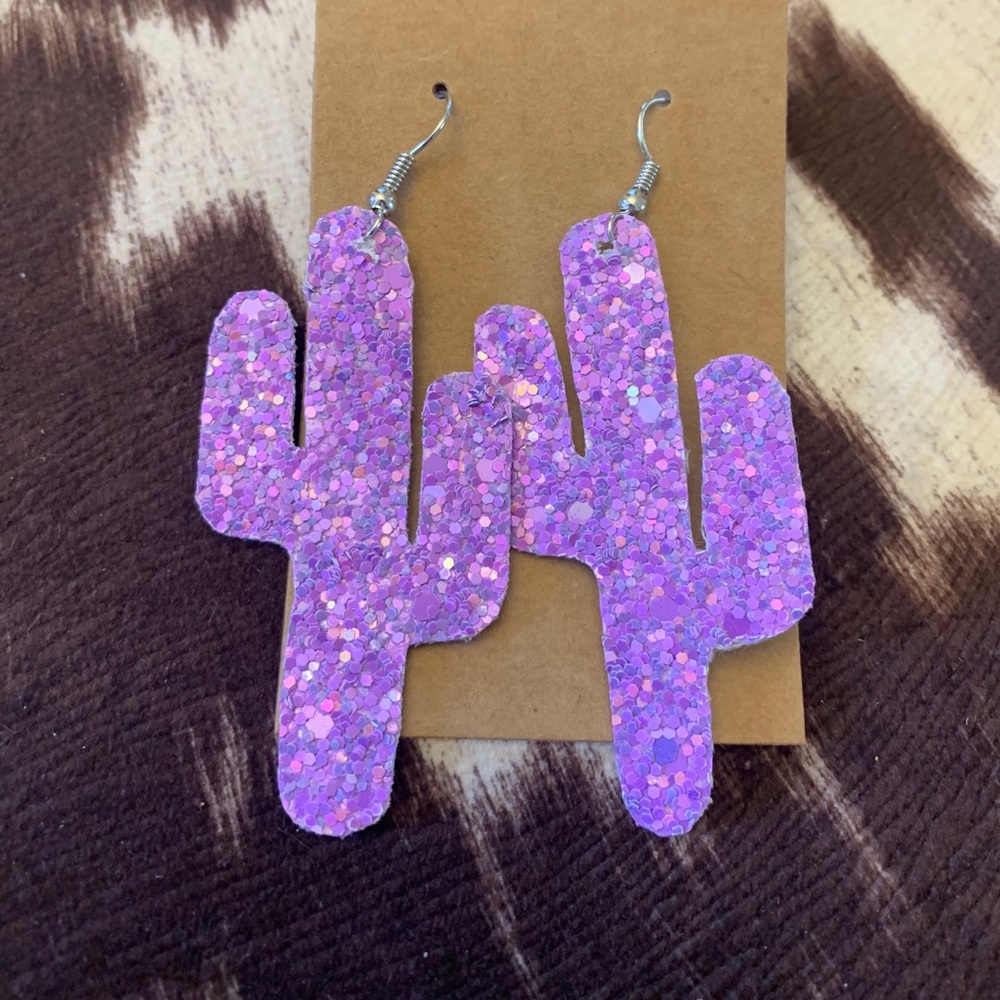Purple cactus earrings